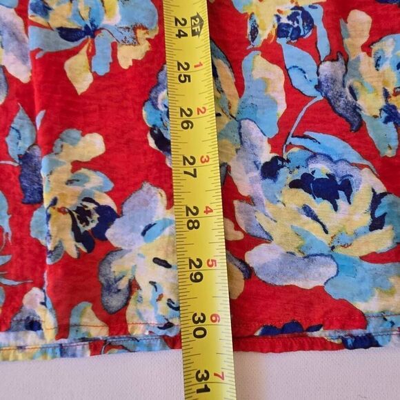Multiples Women's Floral Long Sleeve Pleated Tunic Top Blouse Red Blue Size 1X - Picture 10 of 13